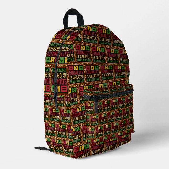 Equality Is Greater Than Division Math Black Histo Printed Backpack (Back Corner Left)