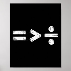 Equality Is Greater Than Division Math Symbol  Poster
