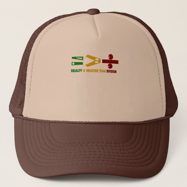 equality is greater than division trucker hat (Front)