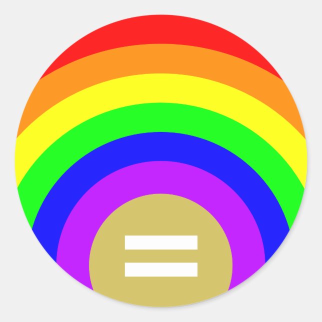 Equality is the Gold Under the Diversity Rainbow Classic Round Sticker (Front)