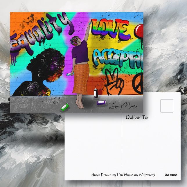 Equality, Love and Acceptance Hand Drawn Art Postcard (Creator Uploaded)