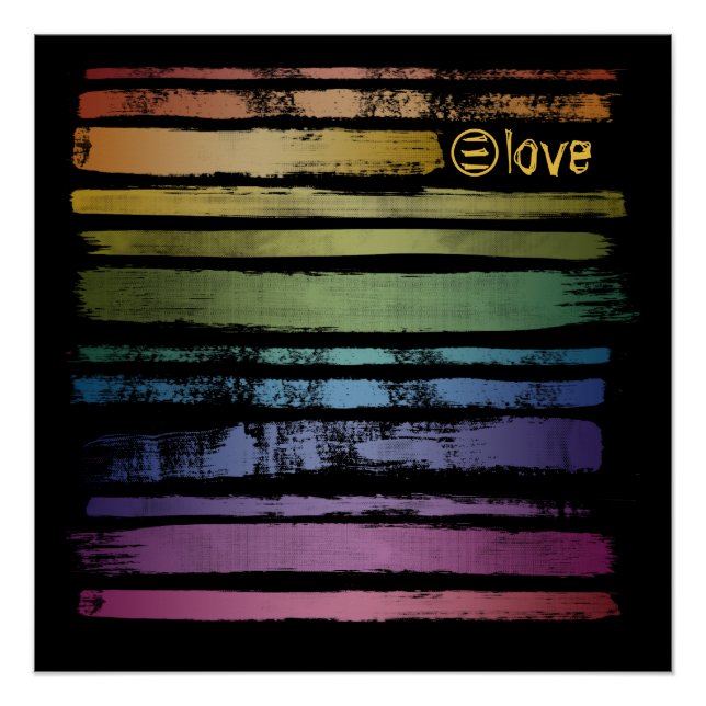Equality Love Brush Stroke Stripes LGBTQ ID656 Poster (Front)