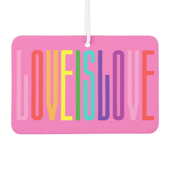 Equality Love is Love LGBT Gay Pride Rainbow Text Air Freshener (Front)