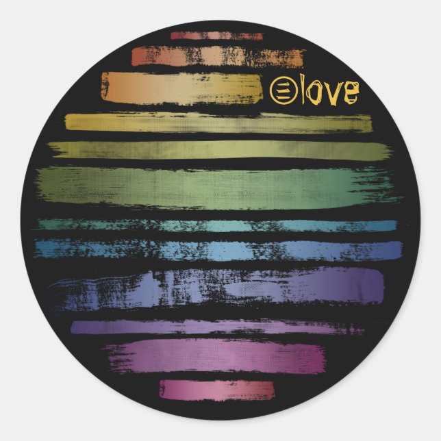 Equality Love Rainbow Brush Strokes LGBTQ ID656 Classic Round Sticker (Front)
