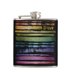 Equality Love Rainbow Brush Strokes LGBTQ ID656 Hip Flask