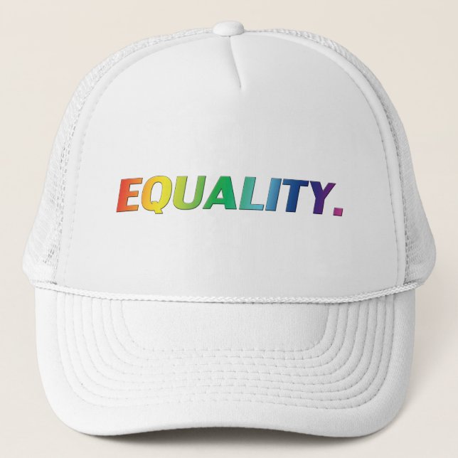 Equality pride lgbtq lgbt queer gay rainbow colour trucker hat (Front)