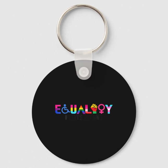 Equality Pride Rainbow Lgbtq Feminist Disability S Keychain (Front)