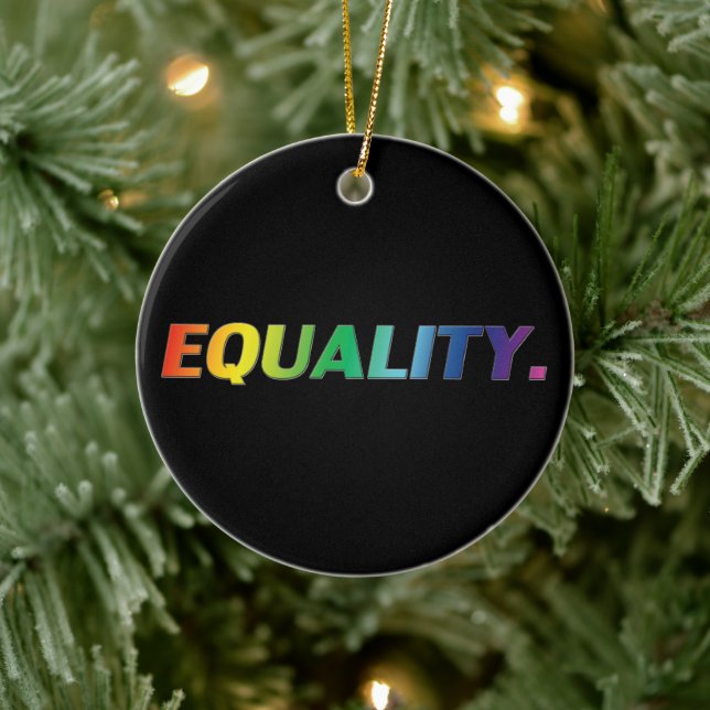 Equality rainbow colours gay queer pride Christmas Ceramic Ornament (Tree)