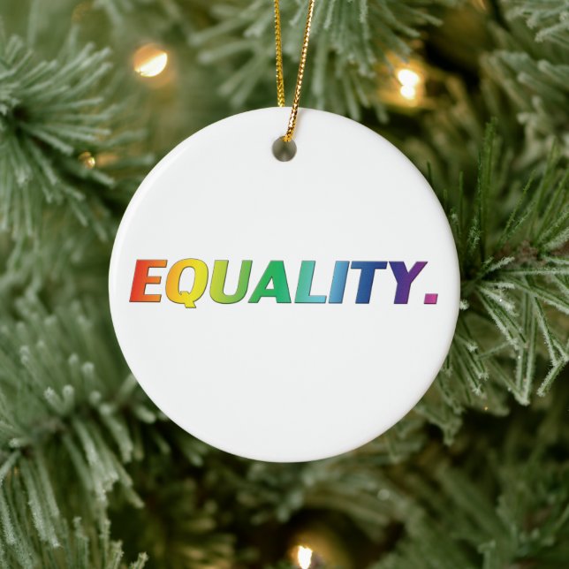 Equality rainbow colours gay queer pride lgbtq lgb ceramic ornament (Tree)