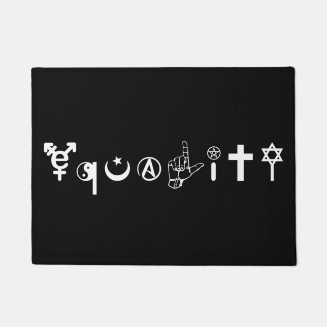 Equality Symbols Dark Door Mat (Front)