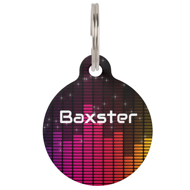 Equalizer Disco Lights Music Volume Personalised Pet Tag (Front)