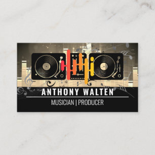 Equalizer Icon   Turntables   Musical Sound Notes Business Card