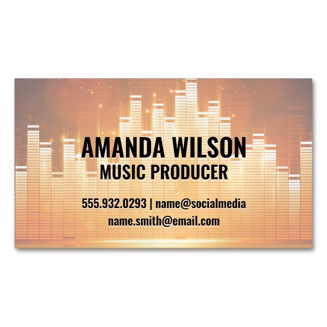 Equalizer Light Background Magnetic Business Card (Front)