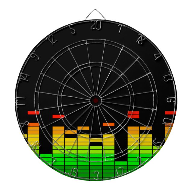 Equalizer Vibes from the Beat of DJ Music Black Dartboard (Front)