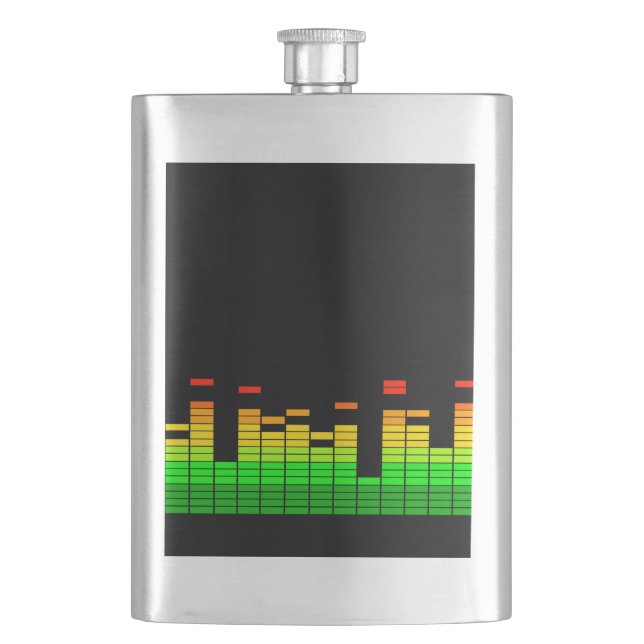 Equalizer Vibes from the Beat of DJ Music Black Hip Flask (Front)