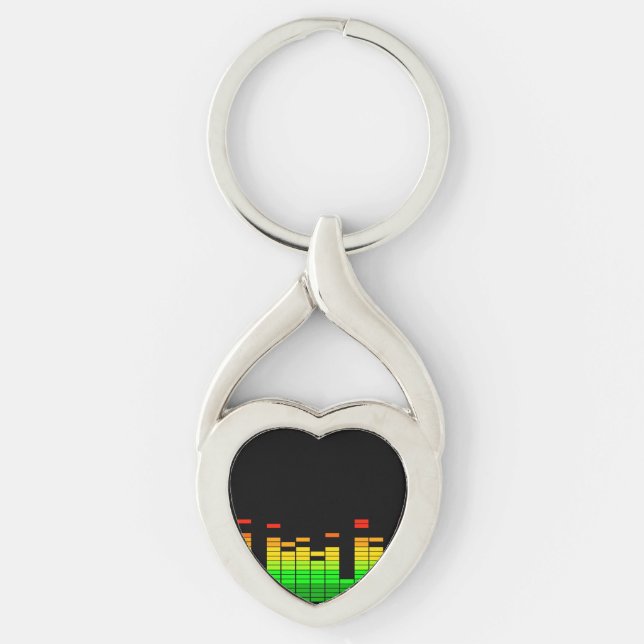 Equalizer Vibes from the Beat of DJ Music Black Keychain (Front)