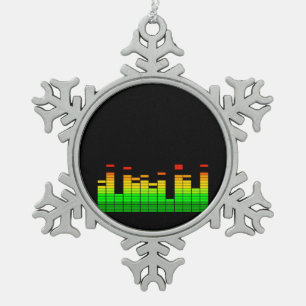 Equalizer Vibes from the Beat of DJ Music Black Snowflake Pewter Christmas Ornament