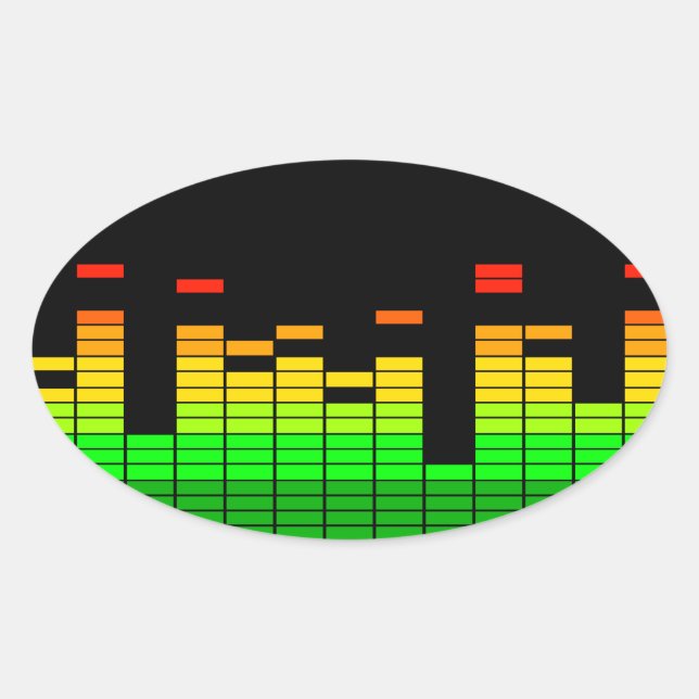 Equalizer Vibes from the Beat of DJ Music decor Oval Sticker (Front)