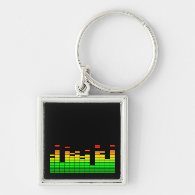 Equalizer Vibes from the Beat of DJ Music Graphic Keychain (Front)