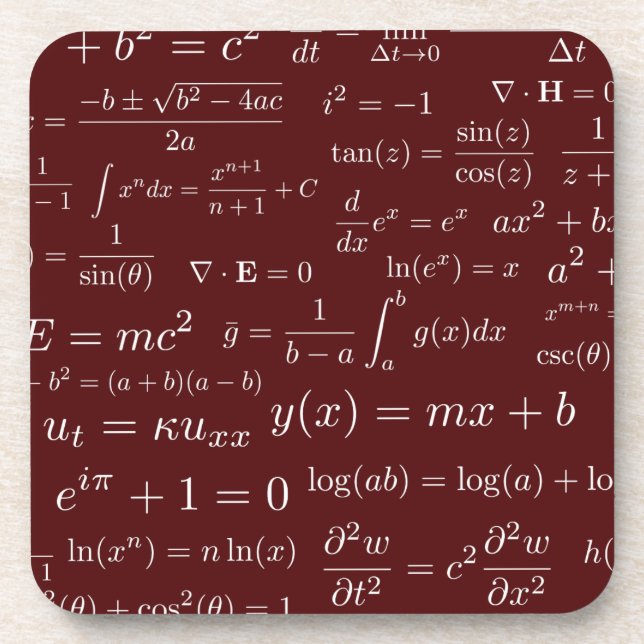 Équations des dessous de verre de maths et de la (Devant)