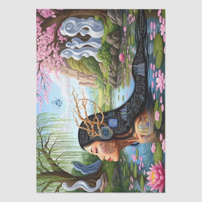 "Equations in Bloom" – A Digital Portrait Tissue Paper (Front)