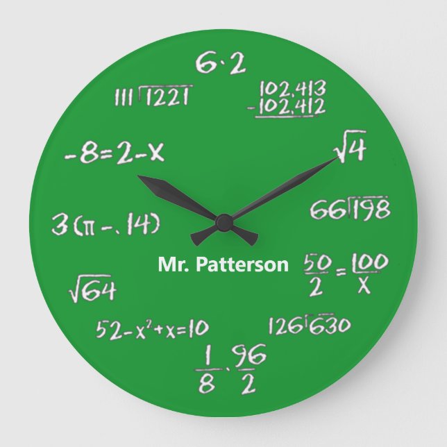 Équations mathématiques vertes Grande horloge pers (Recto)