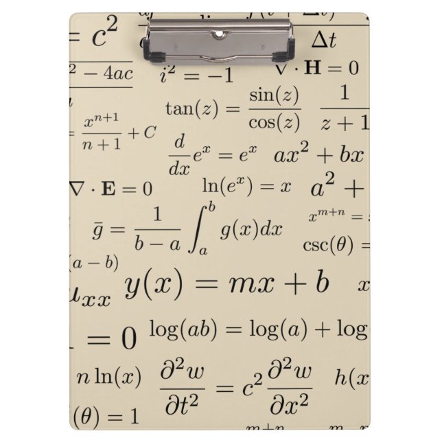 Equations of Math and Science Clipboard (Front)