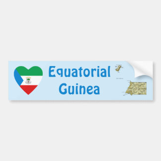 Equatorial Guinea Flag Heart + Map Bumper Sticker