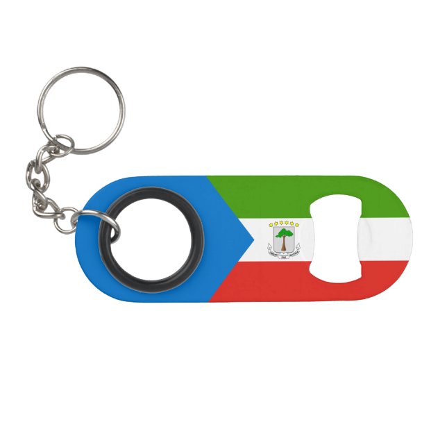 Equatorial Guinea Flag Keychain Bottle Opener (Front (Horizontal))