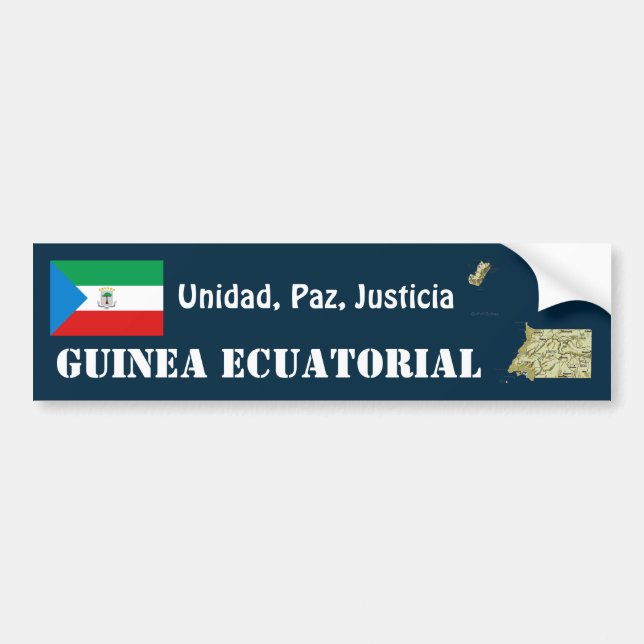 Equatorial Guinea Flag + Map Bumper Sticker (Front)