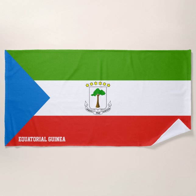 Equatorial Guinea Flag Splendid Patriotic Beach Towel (Front)