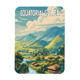 Equatorial Guinea Illustration Travel Art Vintage Magnet