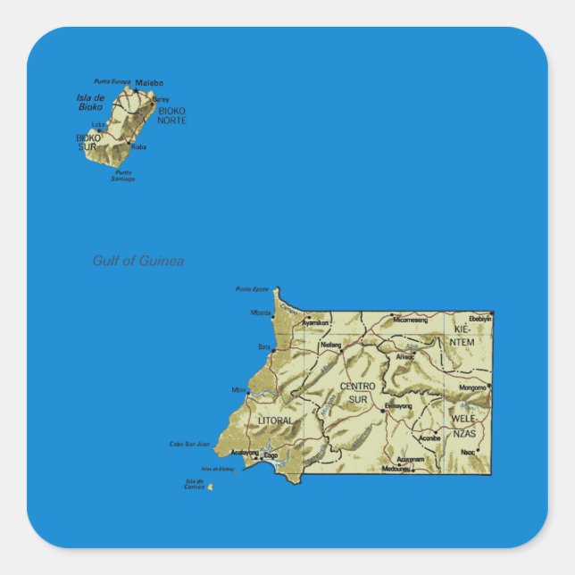 Equatorial Guinea Map Sticker (Front)