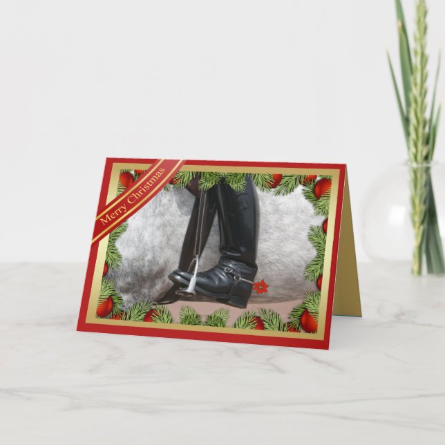 Equestre Boots équitation Cheval Joyeux Noël Carte (Devant)