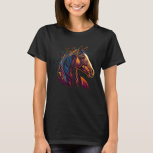 Equestrian Art Colorful Painting Horse Lover Cowgi T-Shirt