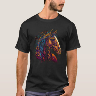 Equestrian Art Colorful Painting Horse Lover Cowgi T-Shirt