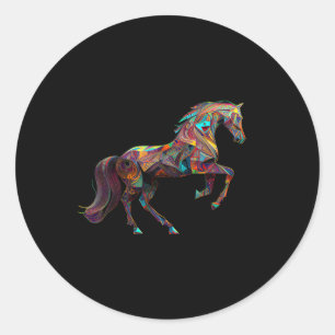 Equestrian Art Colourful Horse Lover Painting Cowg Classic Round Sticker