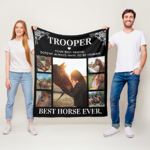 Equestrian Best Horse Ever Photo Collage Fleece Blanket
