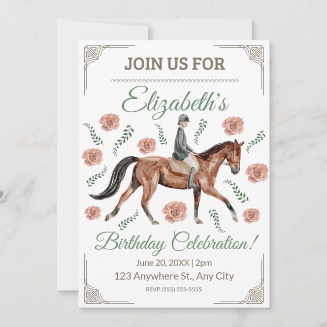 Equestrian Birthday Invitation (Front)