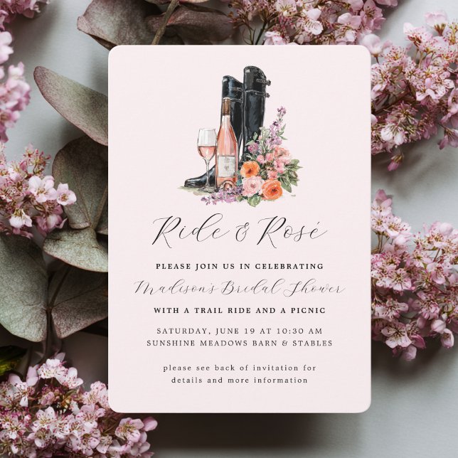 Equestrian Bridal Shower Ride Rose Elegant Wedding Invitation (Creator Uploaded)
