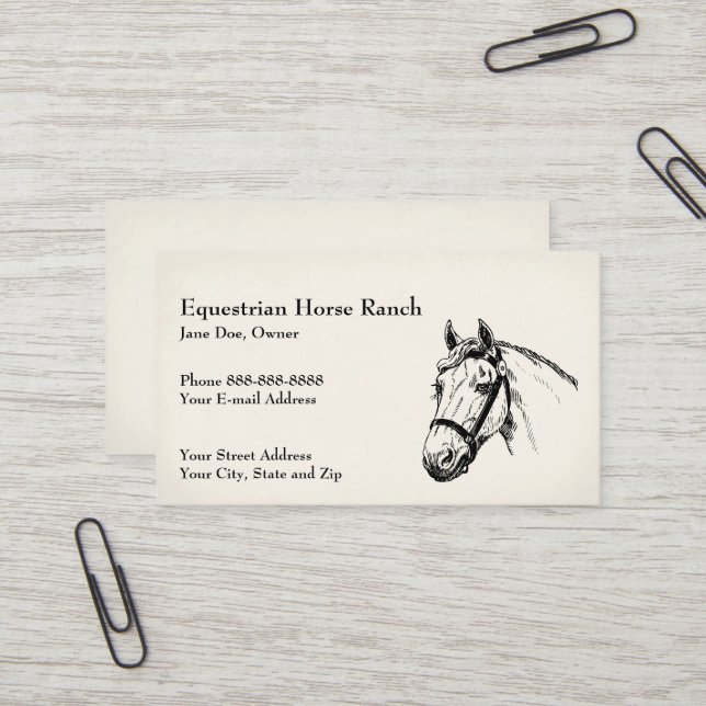 Equestrian Centre Riding Stables Business Card (Front/Back In Situ)