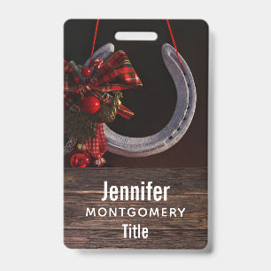 Equestrian Christmas Hanging Horseshoe Photo Badge