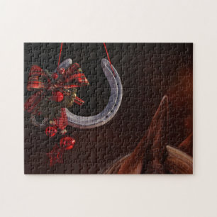 Equestrian Christmas Hanging Horseshoe Photo Jigsaw Puzzle