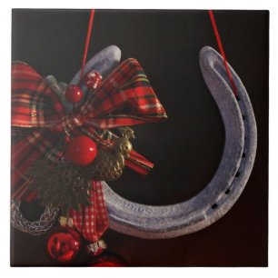Equestrian Christmas Hanging Horseshoe Photo Tile