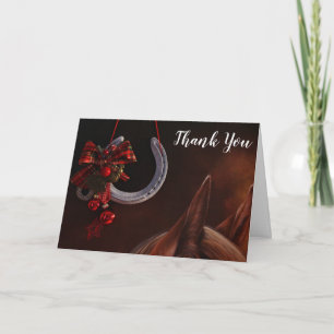 Equestrian Christmas Hanging Horseshoe Thank You Card