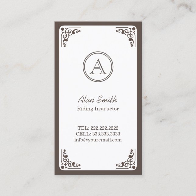 Equestrian Classy Art Deco Framed  Business Card (Front)