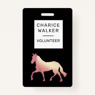 equestrian event rose gold horse monogram name badge