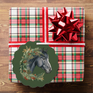 Equestrian Festive Christmas Wreath Horse Holiday Ornament Card