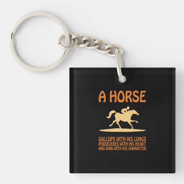 Equestrian Gift | A Horse Gallops Keychain (Front)