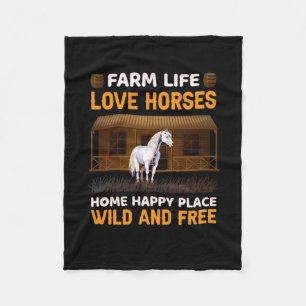 Equestrian Gift   Farm Life Love Horses Fleece Blanket